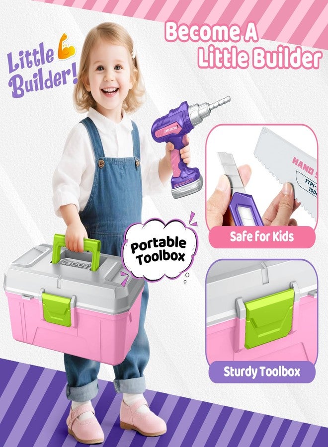 OCHIDO Kids Tool Set with Portable Tool Box & Electronic Toy Drill, Toddler Tool Set, Construction Tools for Kids Ages 3 4 5 6, 46 Pcs Tool kit for Christmas & Birthday Gifts for Girls - Image 4